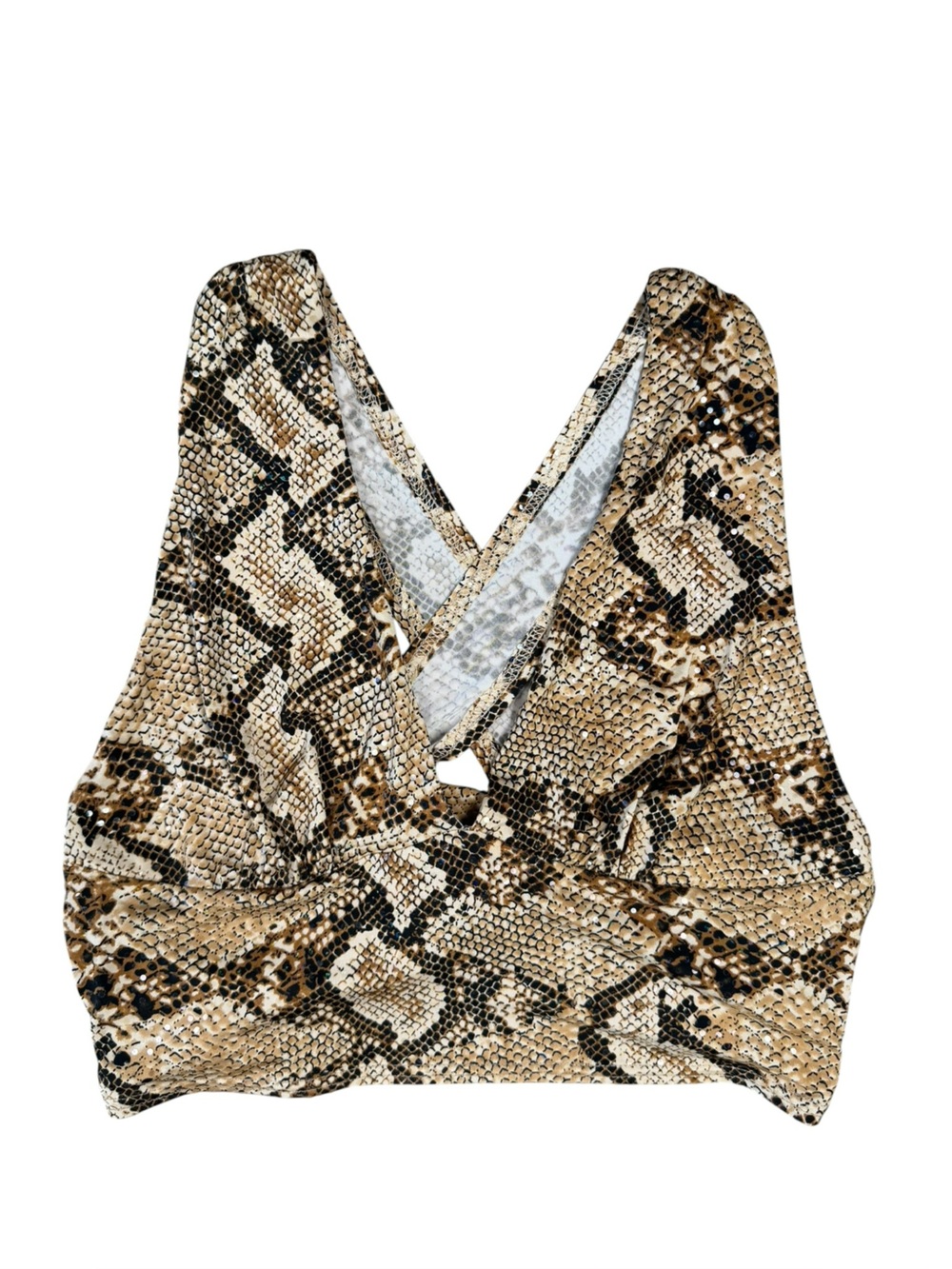 Urban Outfitters Snake-Print Cropped Tank in Tan, Black Size Small